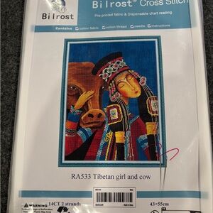 Bilrost Cross Stitch Kit - Tibetan Girl and Cow #RA533 New